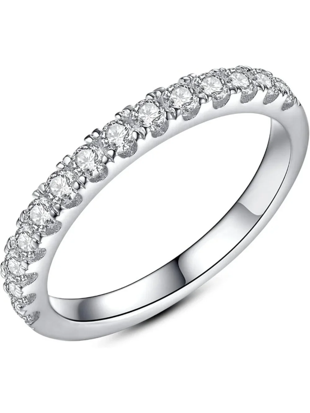 Moissanite Eternity Wedding Band for Women - 925 Sterling Silver Stackable Ring